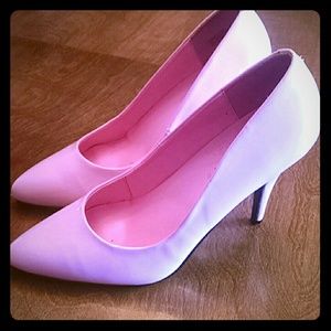 Retro patent-leather baby pink pumps sz 8